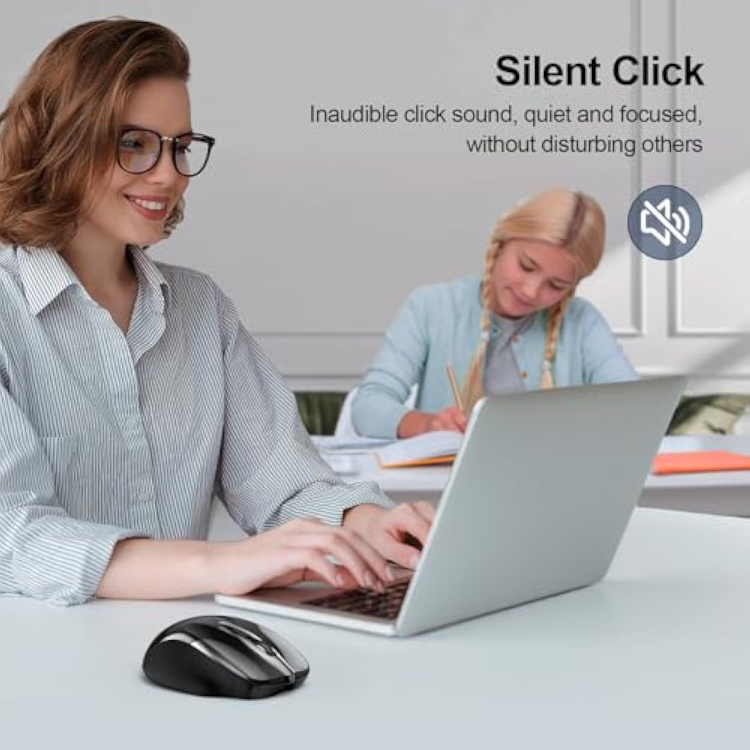 TECKNET Wireless Mouse (BT5.0/3.0 & 2.4G) Rechargeable 4800 DPI Silent USB A & Bluetooth Mouse 6 Buttons, Wide Compatibility