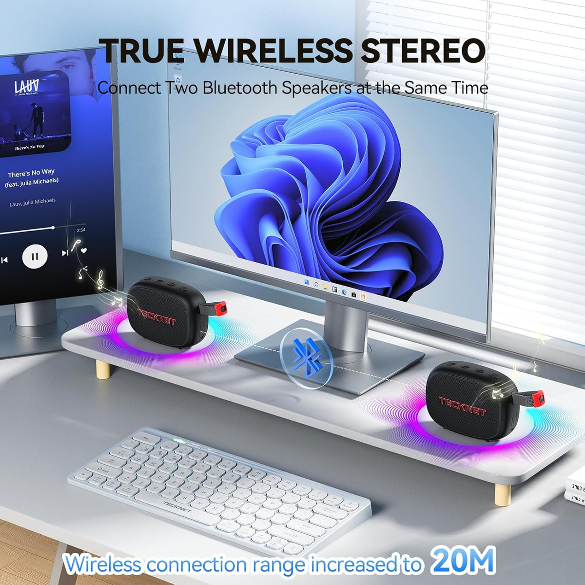 TECKNET Portable Bluetooth Speaker, IP67 Waterproof, 30H Playtime, Magnetic, Bluetooth 5.4, TWS, Home Party Outdoor Travel，gift