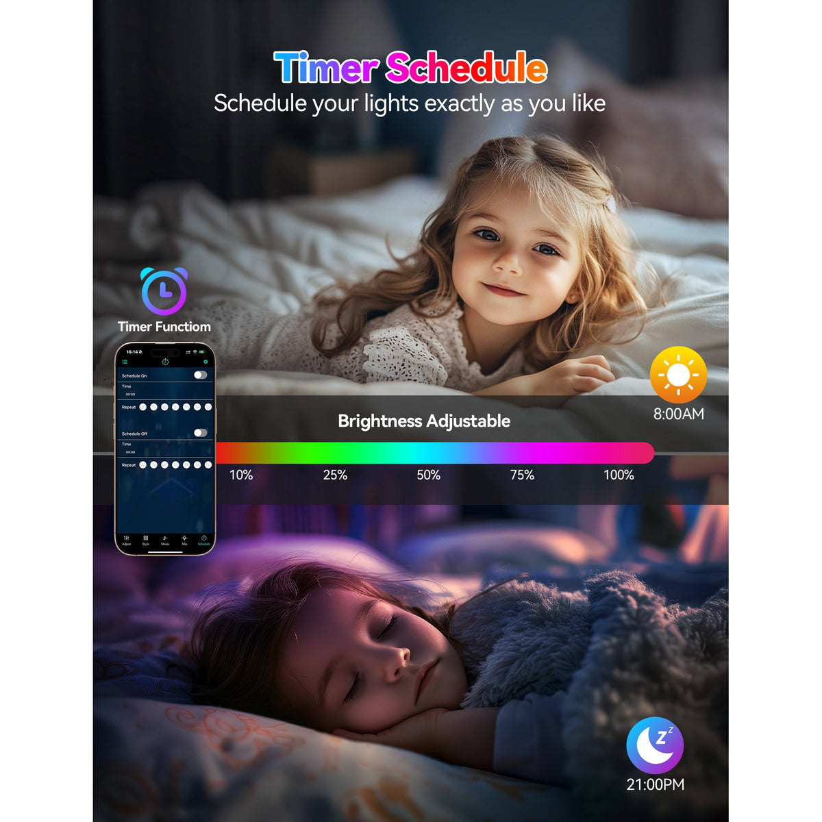 TECKNET Hexagon Light Panel - 8 Pack Smart APP RGB Hexagon LED Lights Wall Lights with Remote Control & Music Sync for Halloween Decor, Gaming Decor