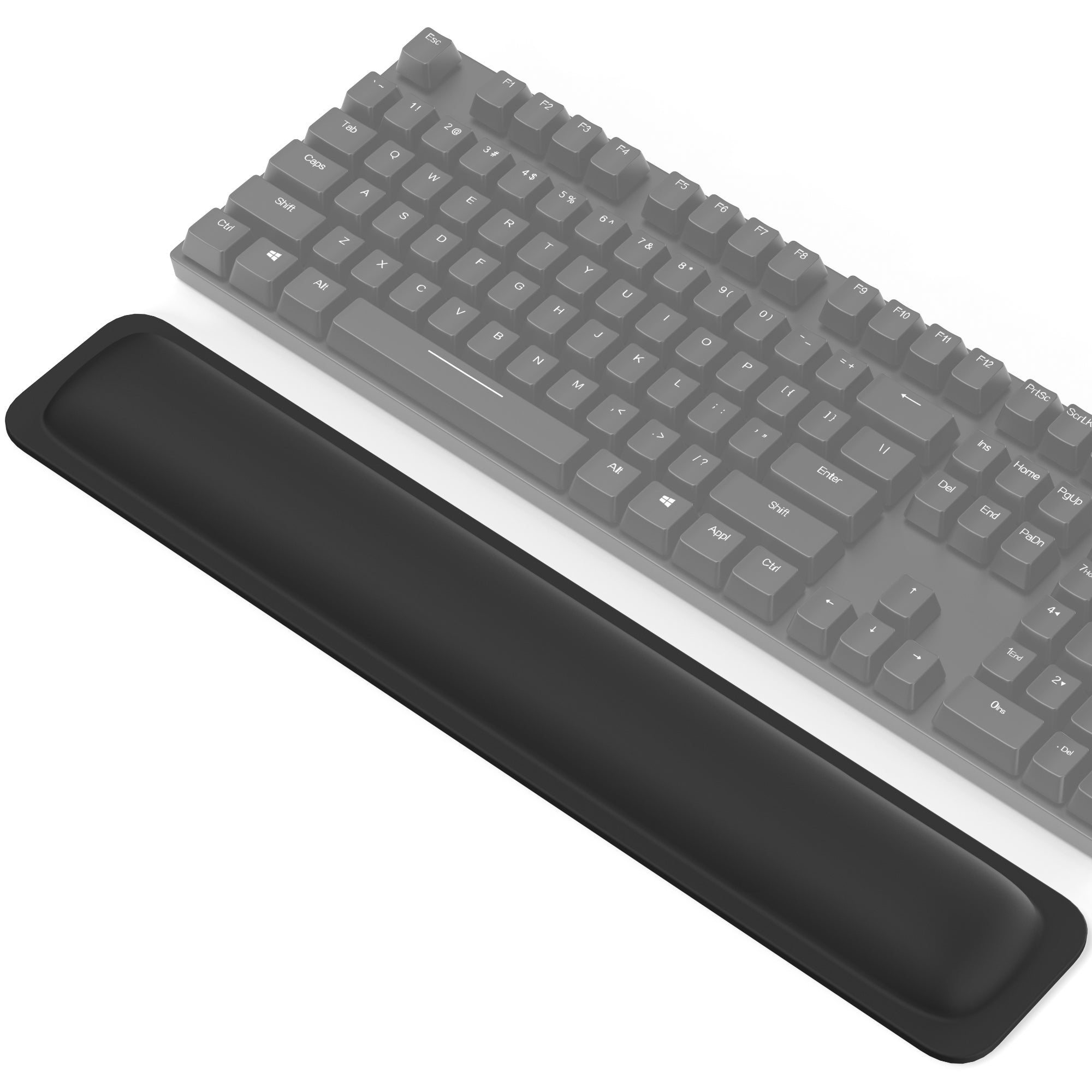 TECKNET BASICS Wrist Rest for Keyboard, Ergonomic Memory Foam Support Pad, Anti-Slip Rubber Base, 17" x 3.3" x 1" for Pain Relief，Black