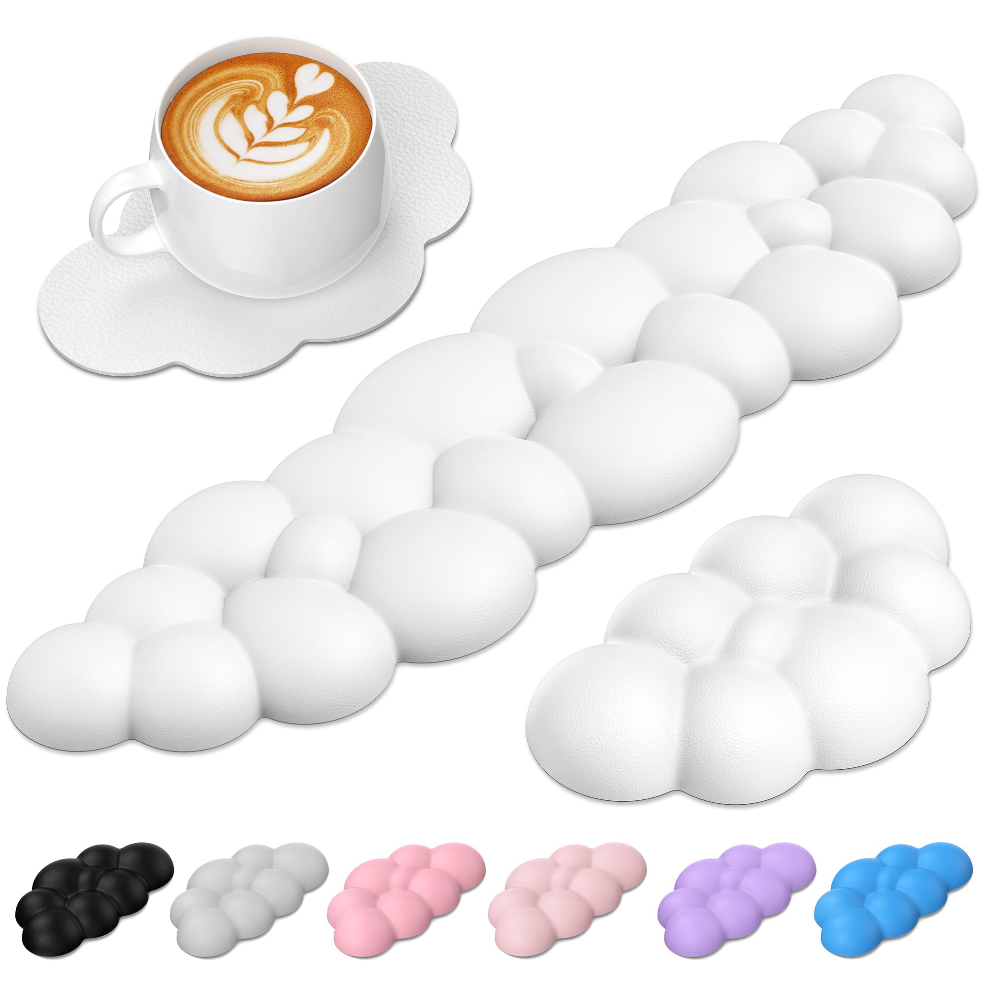 TECKNET Cloud Keyboard Wrist Rest Set, Cloud Wrist Rest with Non-Slip Base