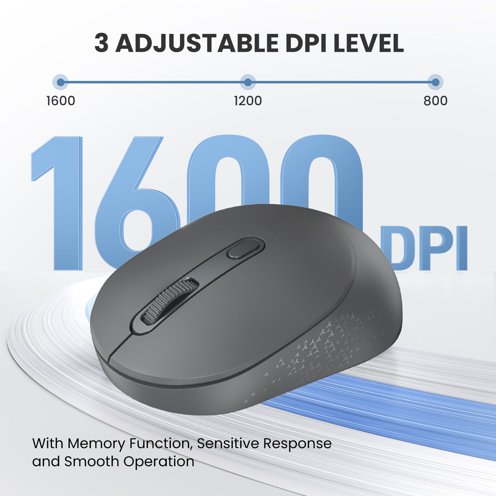 TECKNET Bluetooth Wireless Mouse, Bluetooth 5.0 & 2.4G USB Receiver, Compact & Portable, Silent Click, Ergonomic Symmetrical Design, 18-Month Battery, Adjustable DPI, Wide Compatibility - Grey