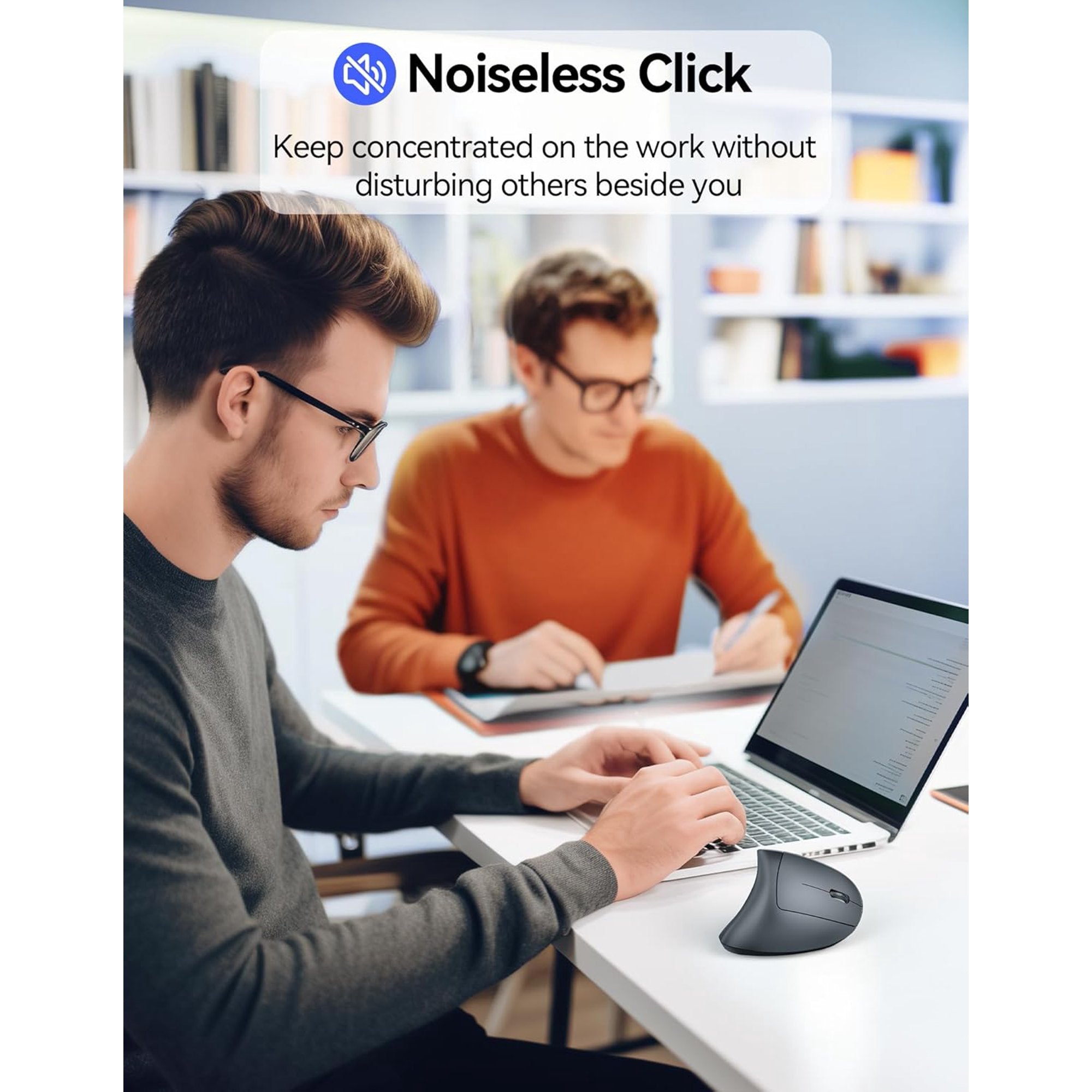 Rechargeable Wireless Ergonomic Mouse,2.4GHz USB Vertical Mouse with Silent Click,4800 DPI Mouse with 6 Adjustable DPI,6-Button Computer Mouse for Laptop,PC, MacBook (No Batteries Needed)