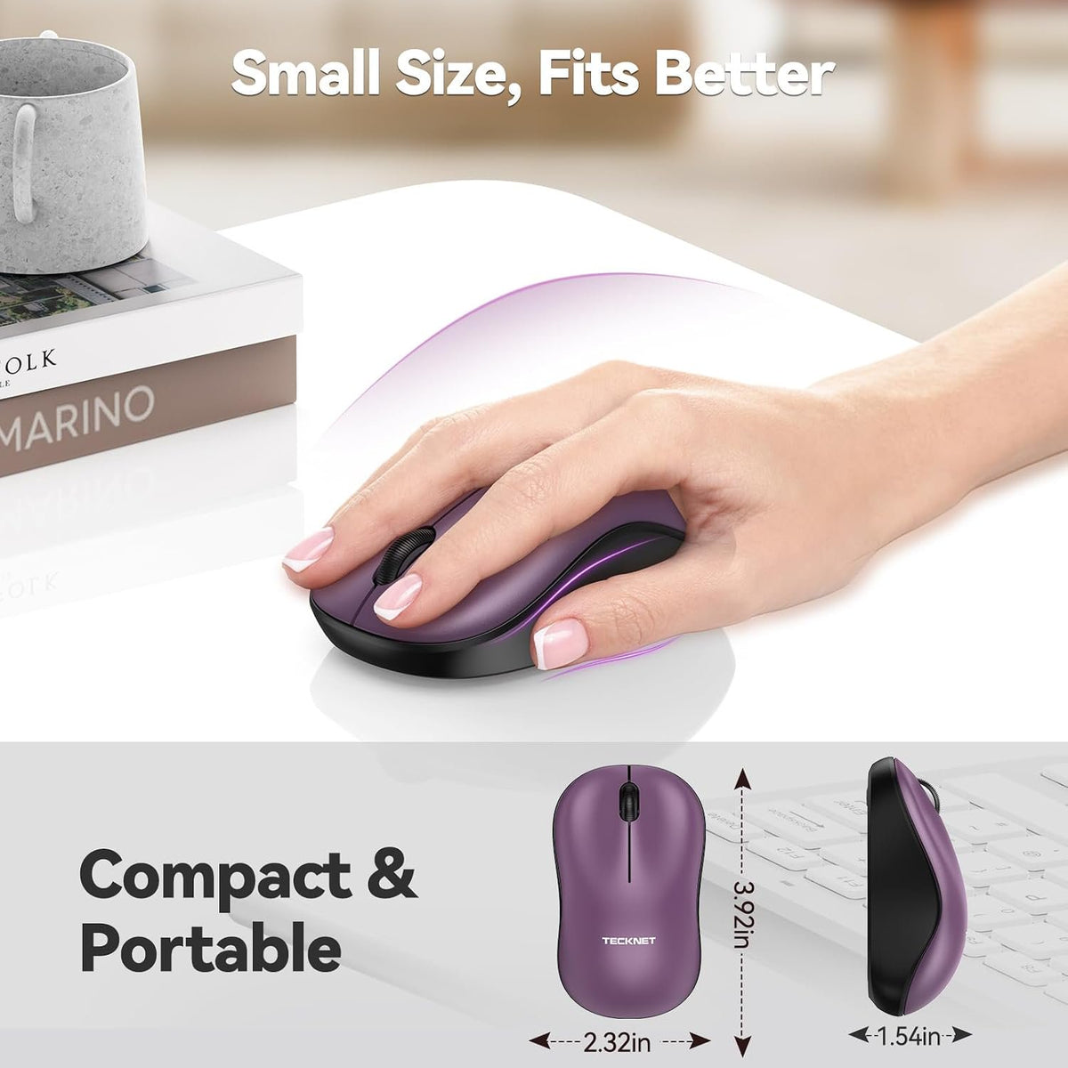 Wireless Mouse for Laptop, 2.4G Silent Mouse Quiet Click, Small Portable Computer Mouse, 5 DPI Levels, Cordless Mice for PC, Chromebook, Mac