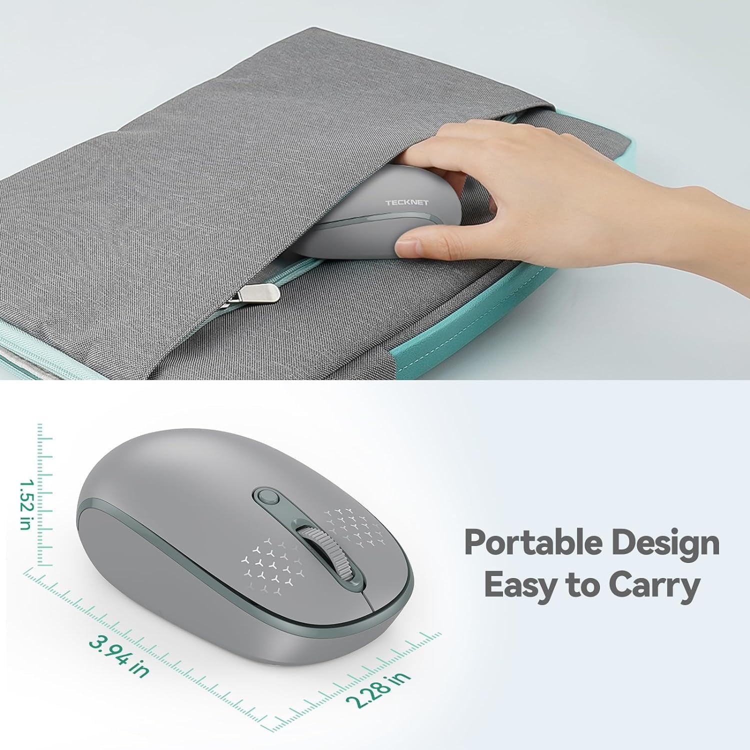 Wireless Mouse, 2.4G Quiet Computer Mouse with USB Receiver, 4 Buttons Portable Cordless Mice for Chromebook, Laptop, PC, Mac, 800/1200/1600 DPI