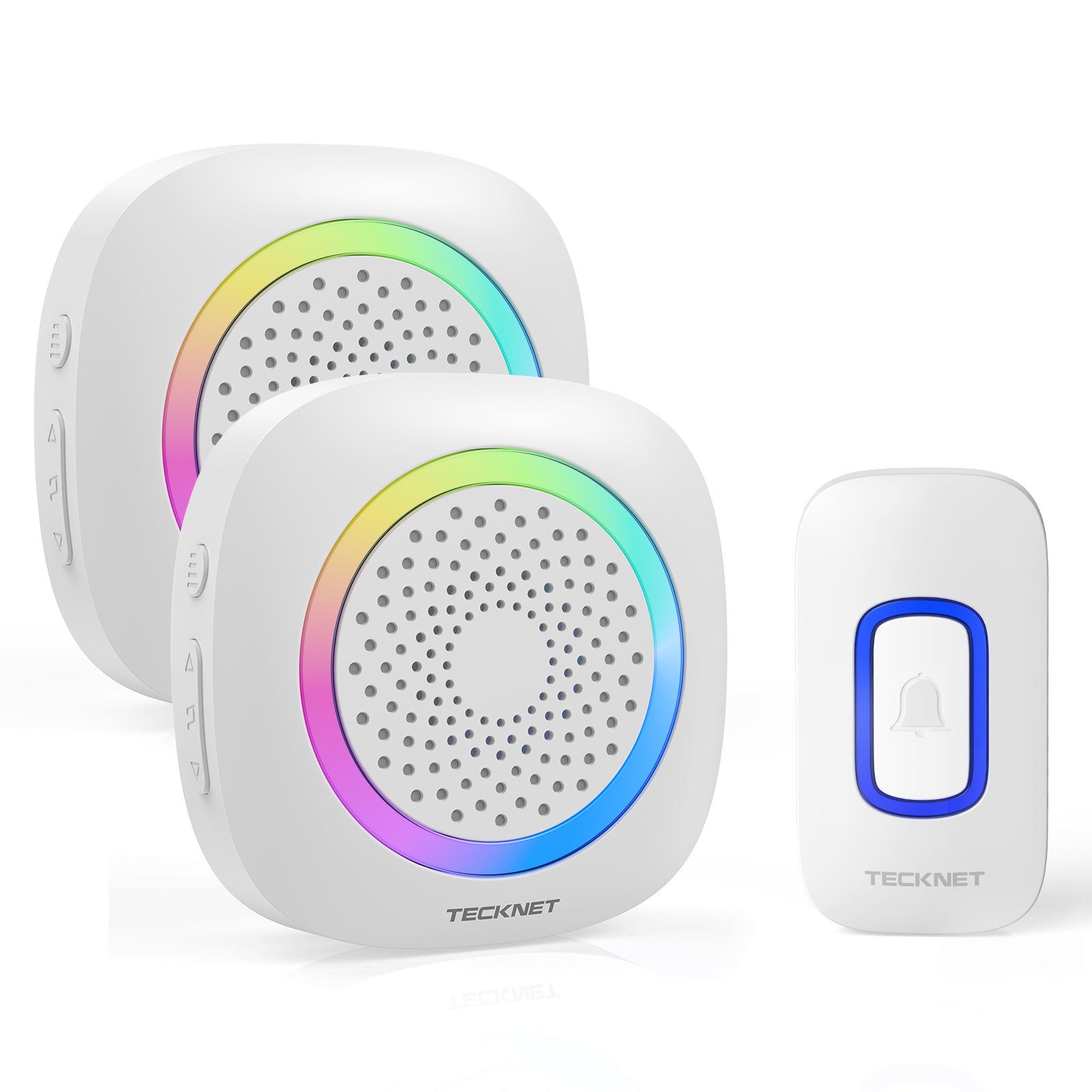 TECKNET Wireless Doorbell With 2 Portable Doorbell With RGB Light