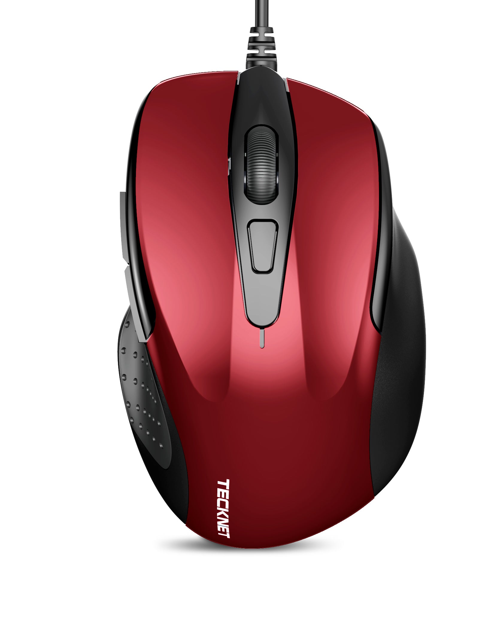 TECKNET Wired Mouse, 6-Button Corded with 4 Adjustable DPI, Optical Ergonomic Design, 11FT Cord for Laptop, Chromebook, PC, Desktop, Mac, Notebook - Red