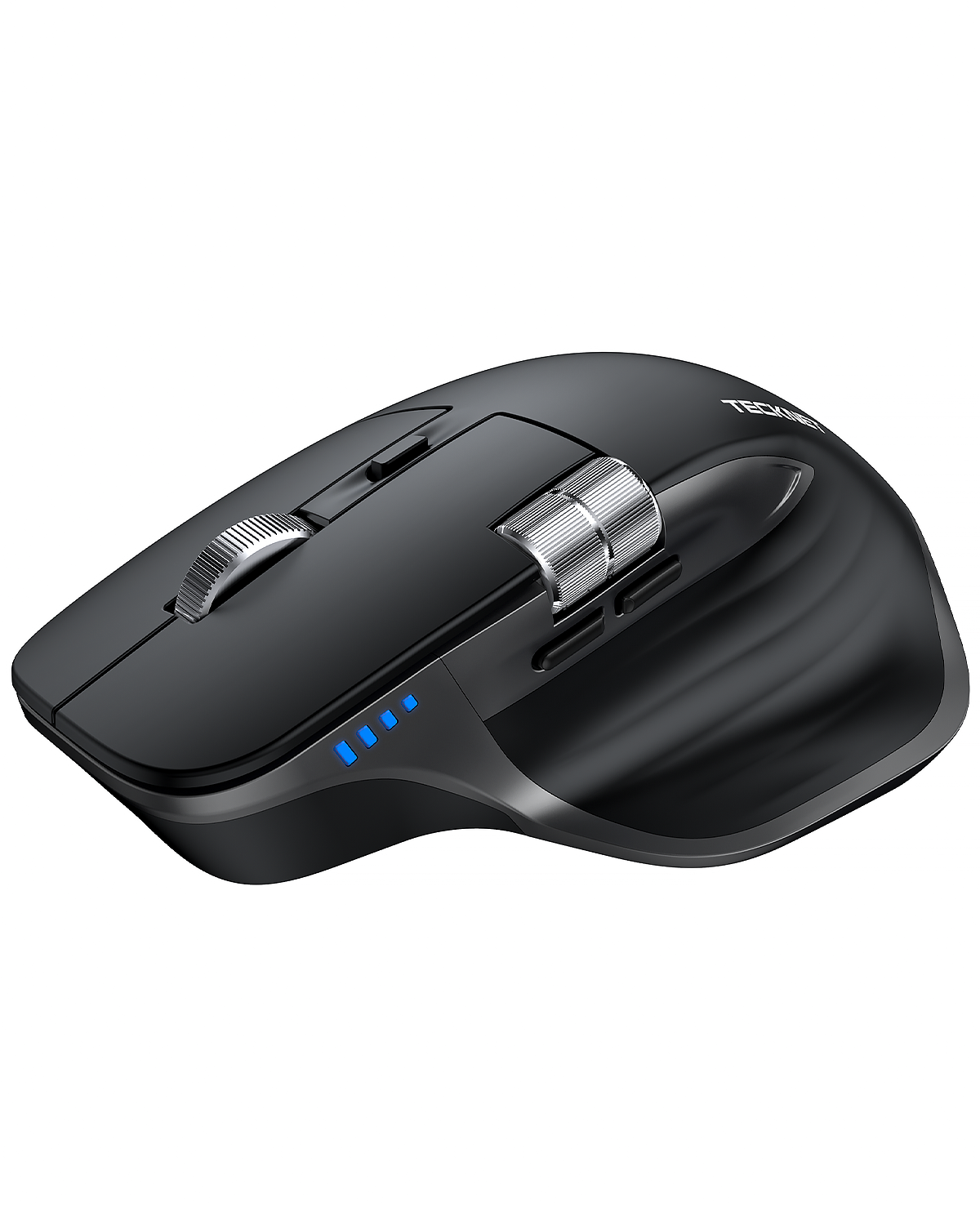 TEIMA Wireless Mouse, Bluetooth Mouse (BT5.3/5.0 & 2.4G) Rechargeable Ergonomic Optical Mouse with 6 Adjustable DPI, Side Scroll, Quiet Clicks, USB A Receiver, 7 Buttons, Wide Compatibility - Black