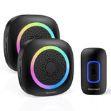 TECKNET Wireless Doorbell With 2 Portable Doorbell With RGB Light