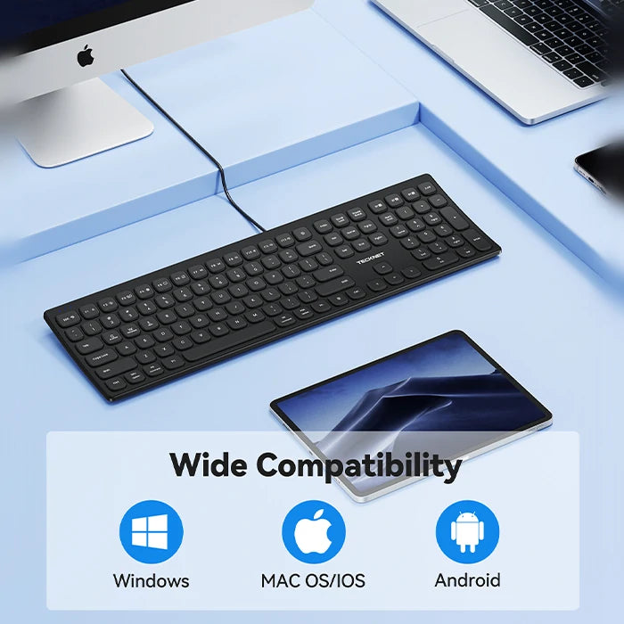 TECKNET Multi-Device Rechargeable Bluetooth Wireless Keyboard ,TK-KB045
