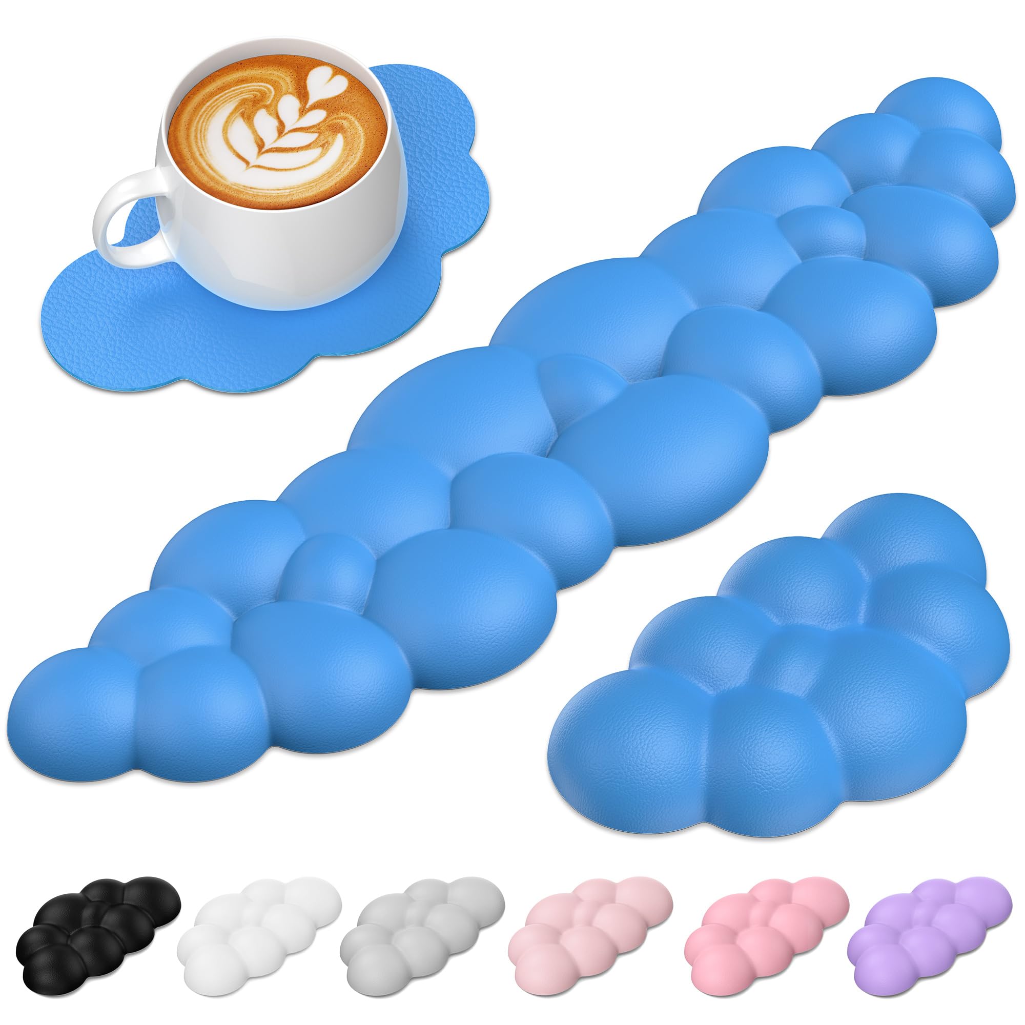 TECKNET Cloud Keyboard Wrist Rest Set, Cloud Wrist Rest with Non-Slip Base