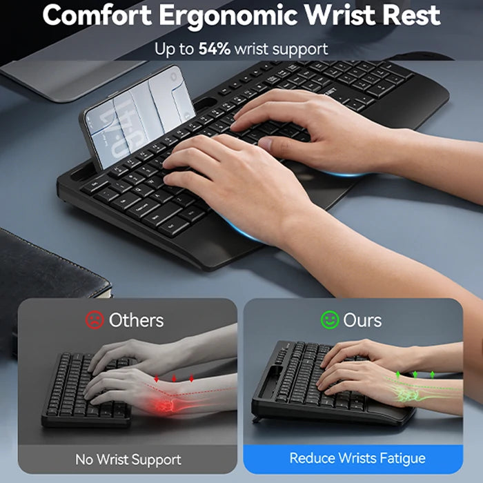 TECKNET Full-Size Ergonomic Wireless Combo, TK-KM063