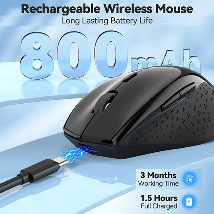 TECKNETTECKNET Wireless Mouse Rechargeable, 6 Button 6400 DPI