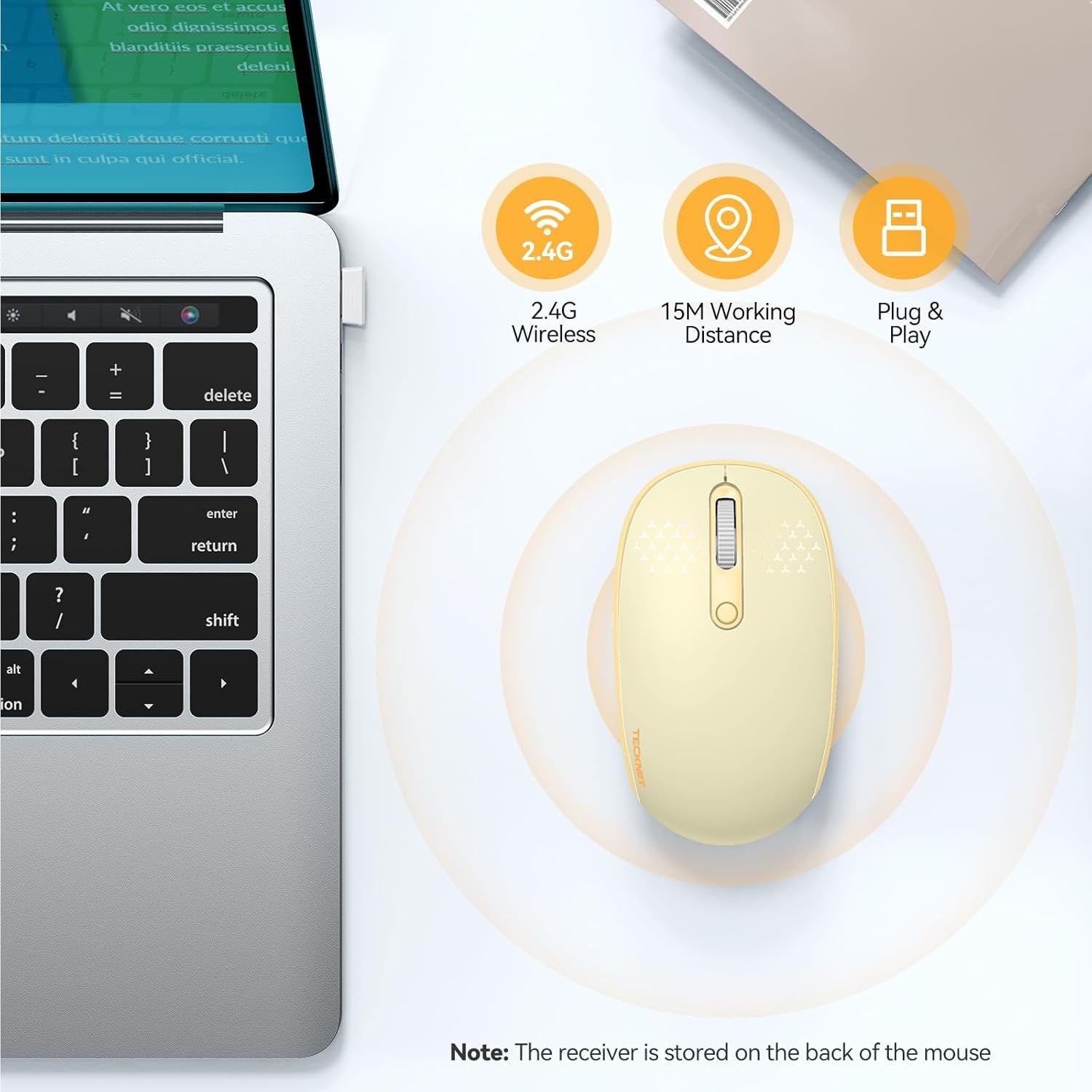 Wireless Mouse, 2.4G Quiet Computer Mouse with USB Receiver, 4 Buttons Portable Cordless Mice for Chromebook, Laptop, PC, Mac, 800/1200/1600 DPI