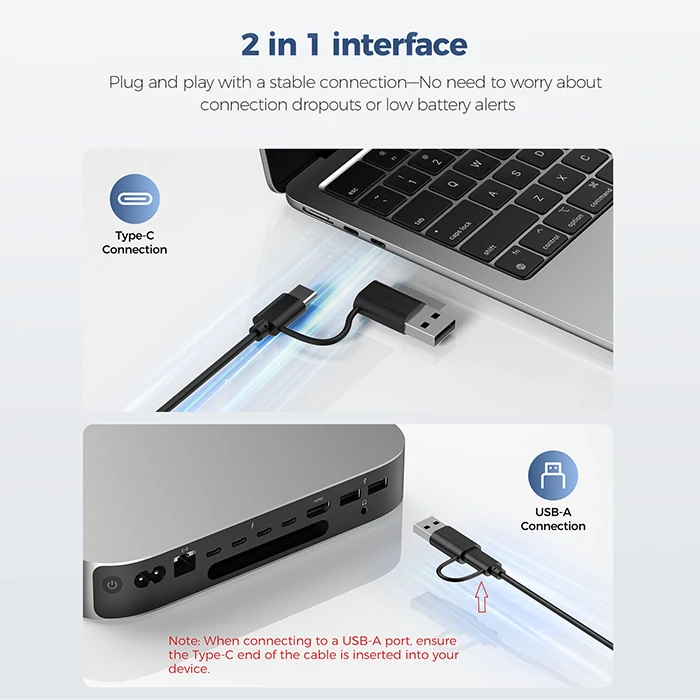 TECKNET Slim Silent Wired Keyboard, Mac Compatible (USB & Type-C), TK-KB049