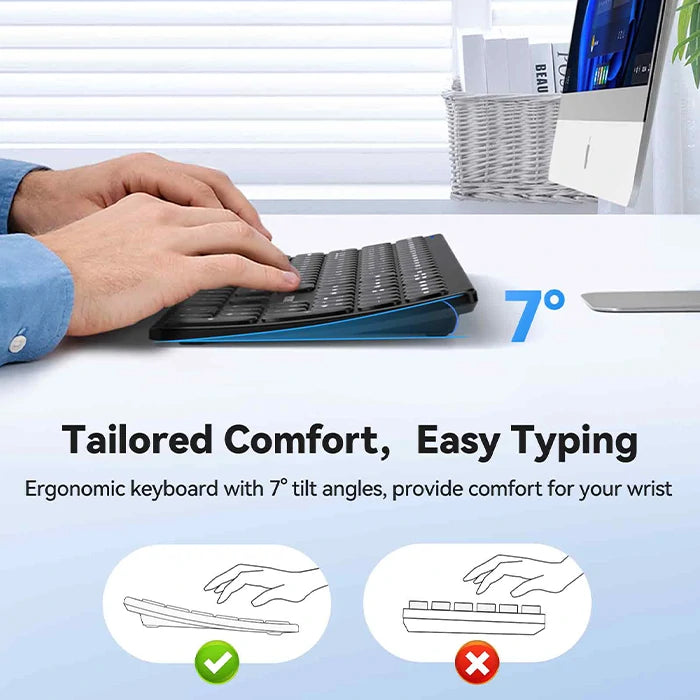 TECKNET Multi-Device Rechargeable Bluetooth Wireless Keyboard ,TK-KB045
