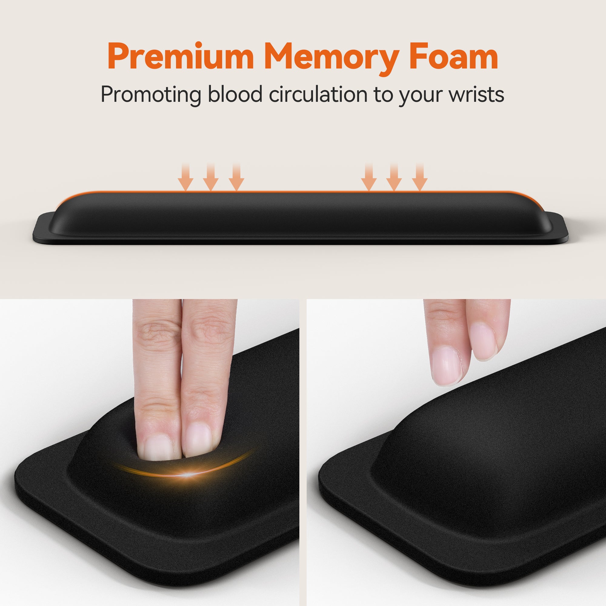 TECKNET BASICS Wrist Rest for Keyboard, Ergonomic Memory Foam Support Pad, Anti-Slip Rubber Base, 17" x 3.3" x 1" for Pain Relief，Black