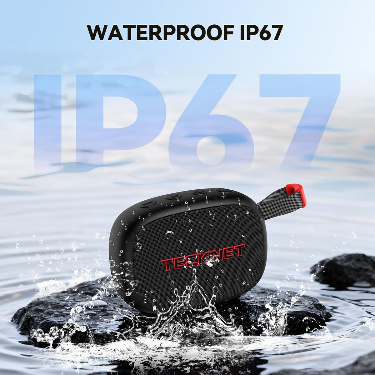 TECKNET Portable Bluetooth Speaker, IP67 Waterproof, 30H Playtime, Magnetic, Bluetooth 5.4, TWS, Home Party Outdoor Travel，gift
