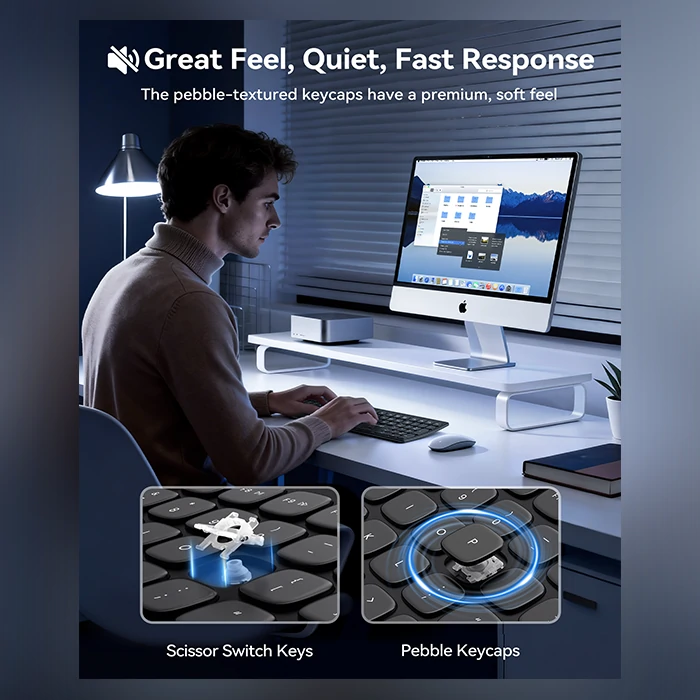 TECKNET Multi-Device Rechargeable Bluetooth Wireless Keyboard ,TK-KB045