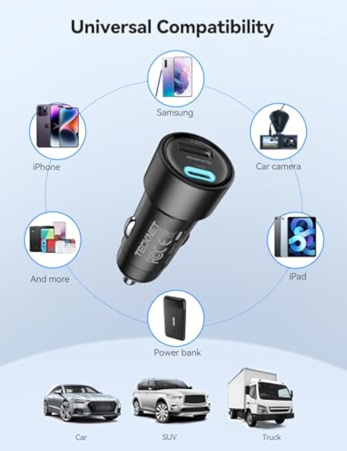 TECKNET USB C Car Charger [2Pack]