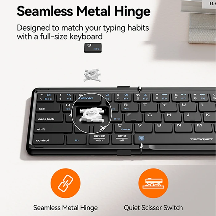 TECKNET Foldable Bluetooth Keyboard, Touchpad & Numpad，TK-KB035