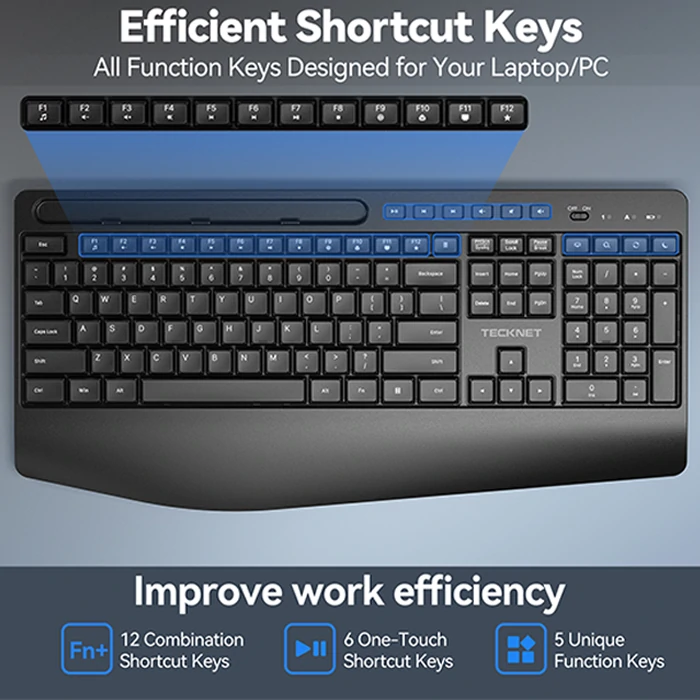 TECKNET Full-Size Ergonomic Wireless Combo, TK-KM063