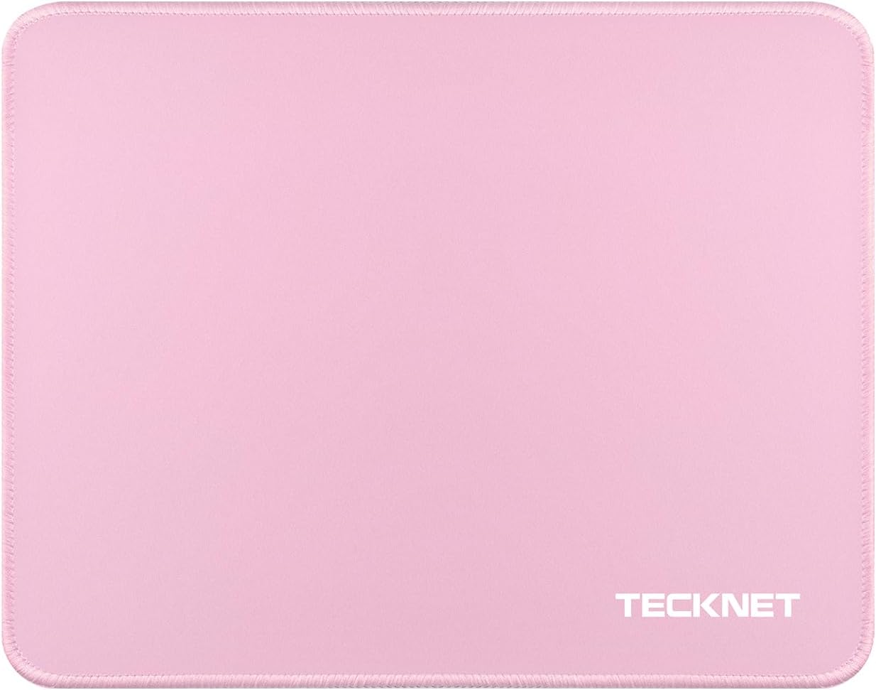 TECKNET BASICS Mouse Pad with Anti-fray Stitching, Waterproof Non-Slip Base, Stitched Edges Gaming Mouse Mat for Laptop, Compatible with Laser/Optical Mice- Pink
