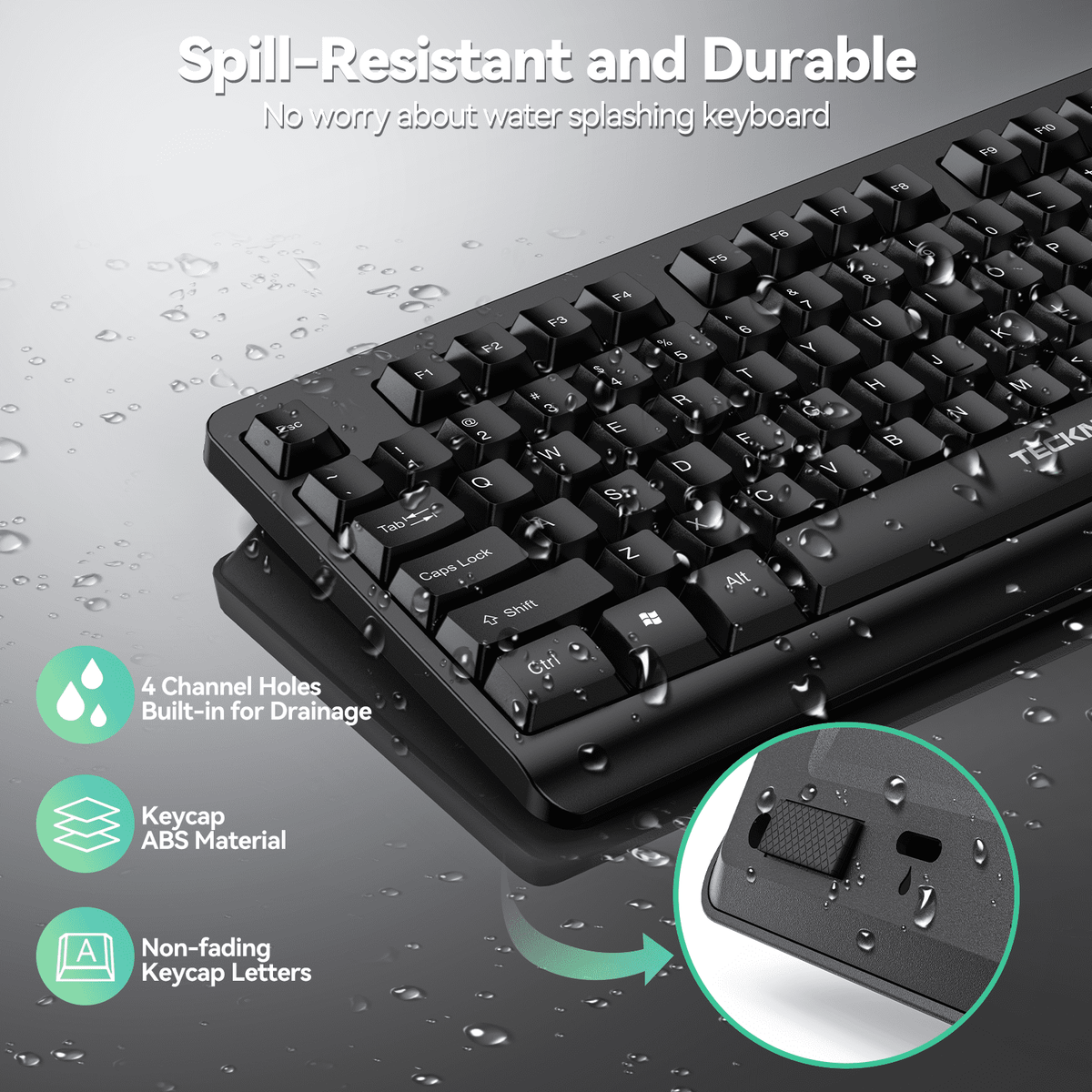 TECKNET BASICS Wireless Keyboard & Mouse Combo, Full-Size Ergonomic, Low-Noise Typing & Clicking, Long Battery Life, Spill-Resistant, 2.4G Lag-Free USB for PC/Laptop/Computer