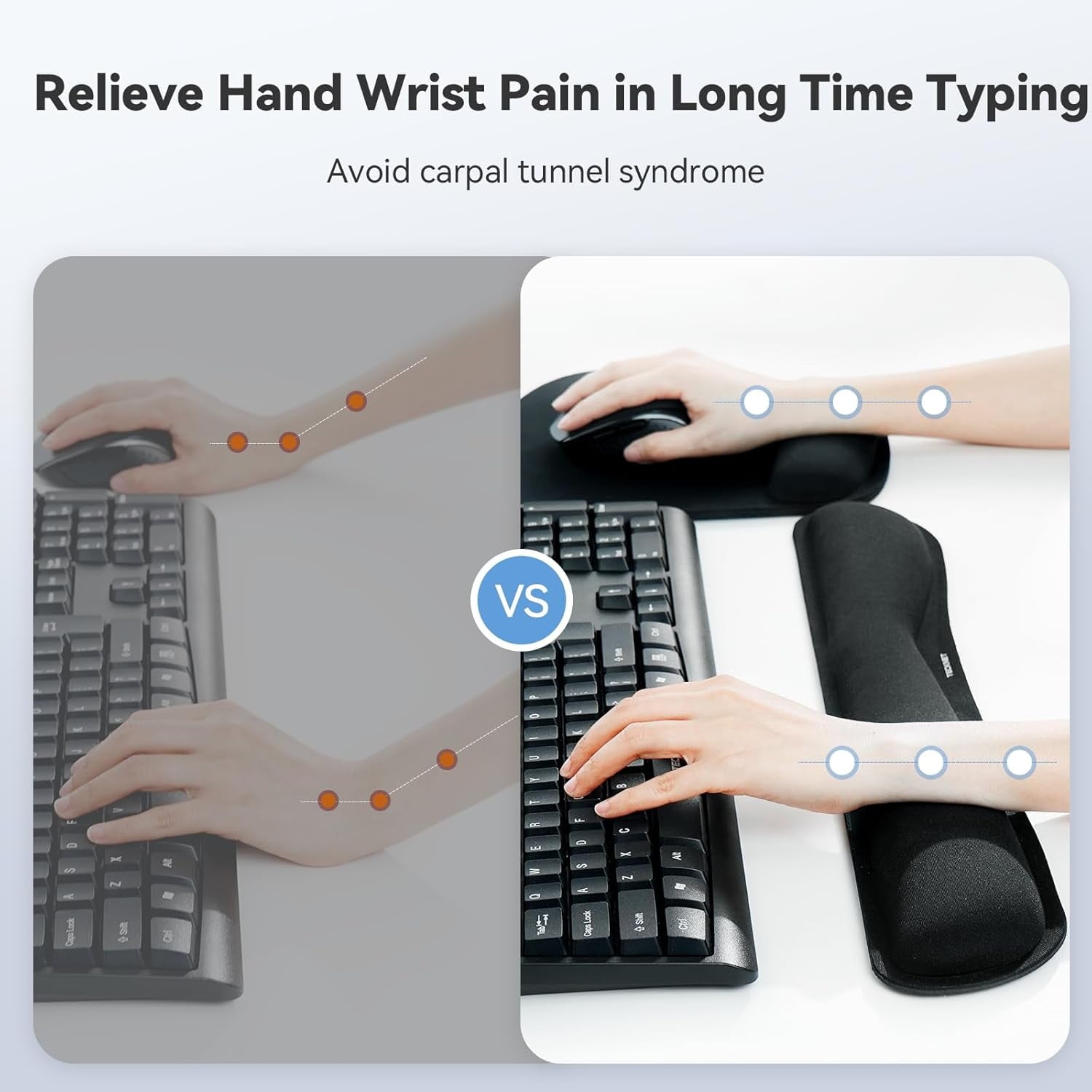 TECKNET BASICS Keyboard Wrist Rest & Mouse Pad Set, Ergonomic Memory Foam Support for Computer/Laptop, Pain Relief & Easy Typing - Black