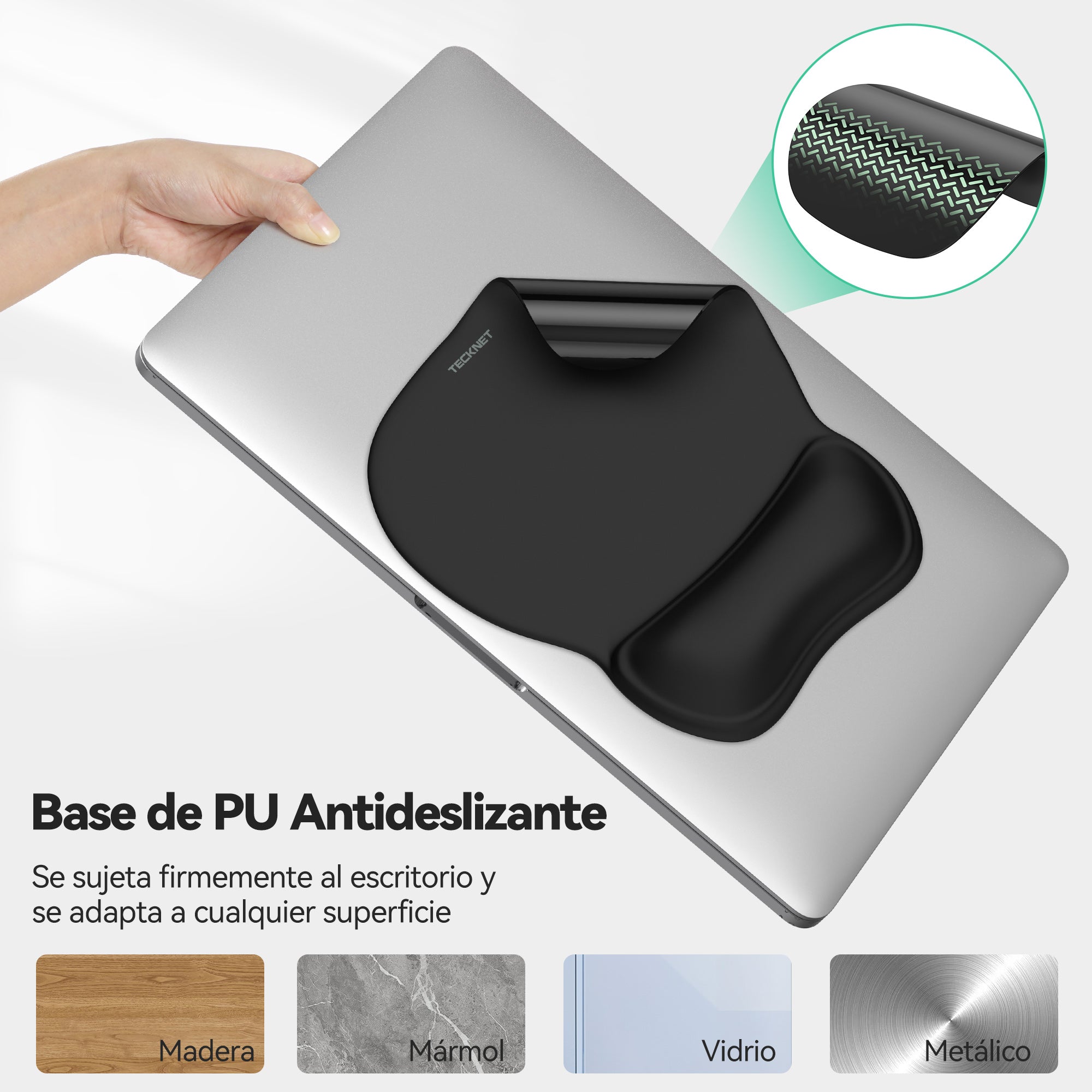 TECKNET Gel Mouse Pad with Wrist Rest, Ergonomic Office Mousepad with Wrist Support, Non-Slip & Smooth Surface, Comfortable Desk Mat for Office Gaming Study-Black