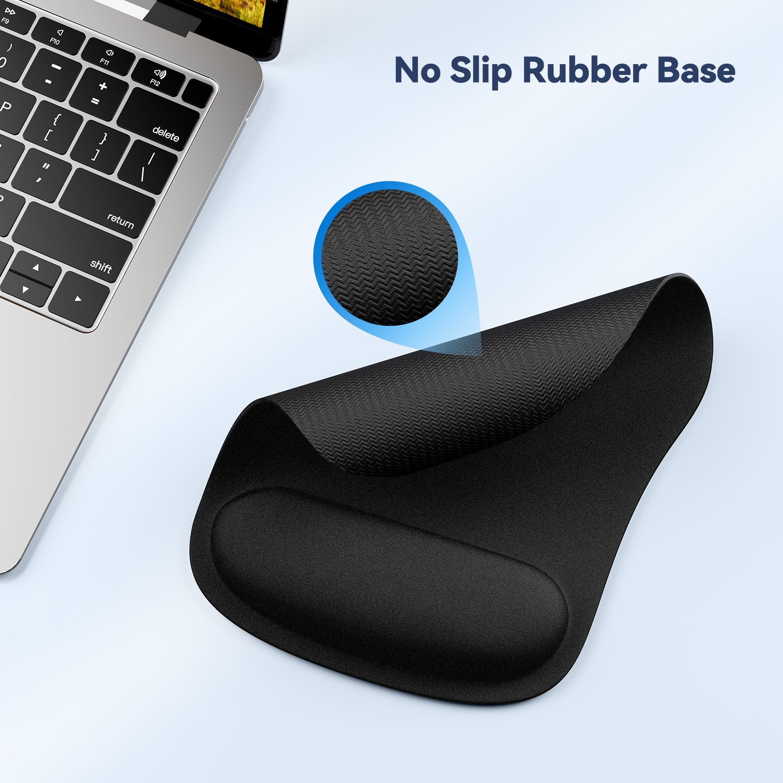 TECKNET BASICS Mouse Pad with Wrist Support, Ergonomic Gaming Mouse Pad for Pain Relief, Non-Slip Waterproof Desk Pad for Office, Study & Laptop, Black