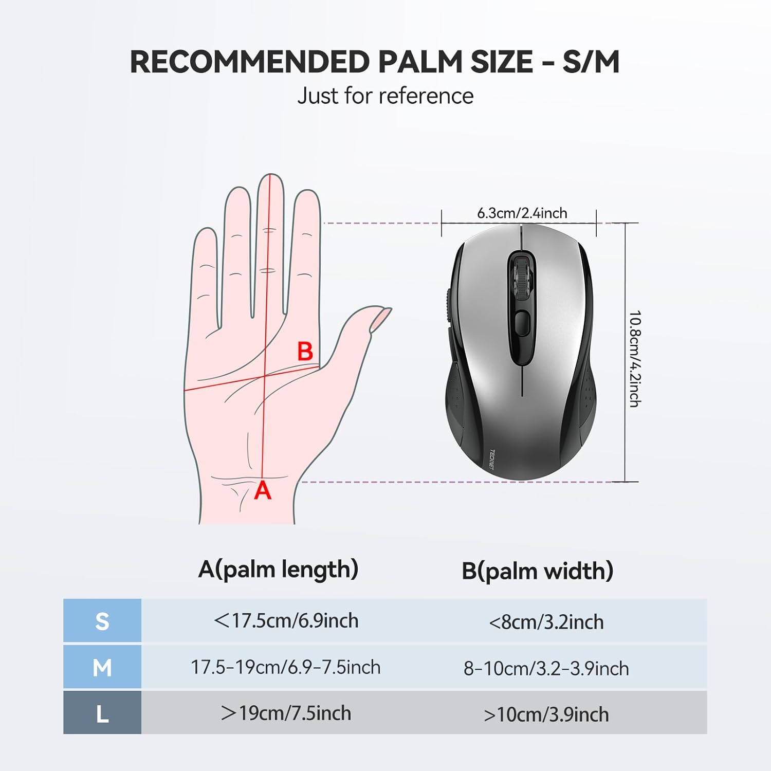 TECKNET Bluetooth Mouse, 4000DPI Wireless Mice for Laptop 2-in-1(BT 5.0/3.0+2.4Ghz) Computer Portable PC Mouse Wireless with USB Receiver for Mac