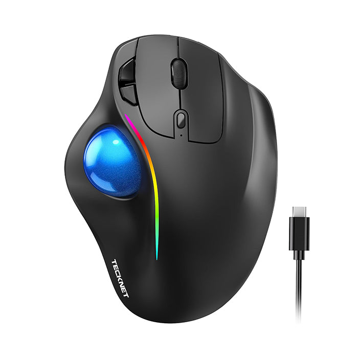 TECKNET Pro Wireless Trackball Mouse, Bluetooth Mouse with Ergonomic Thumb Control