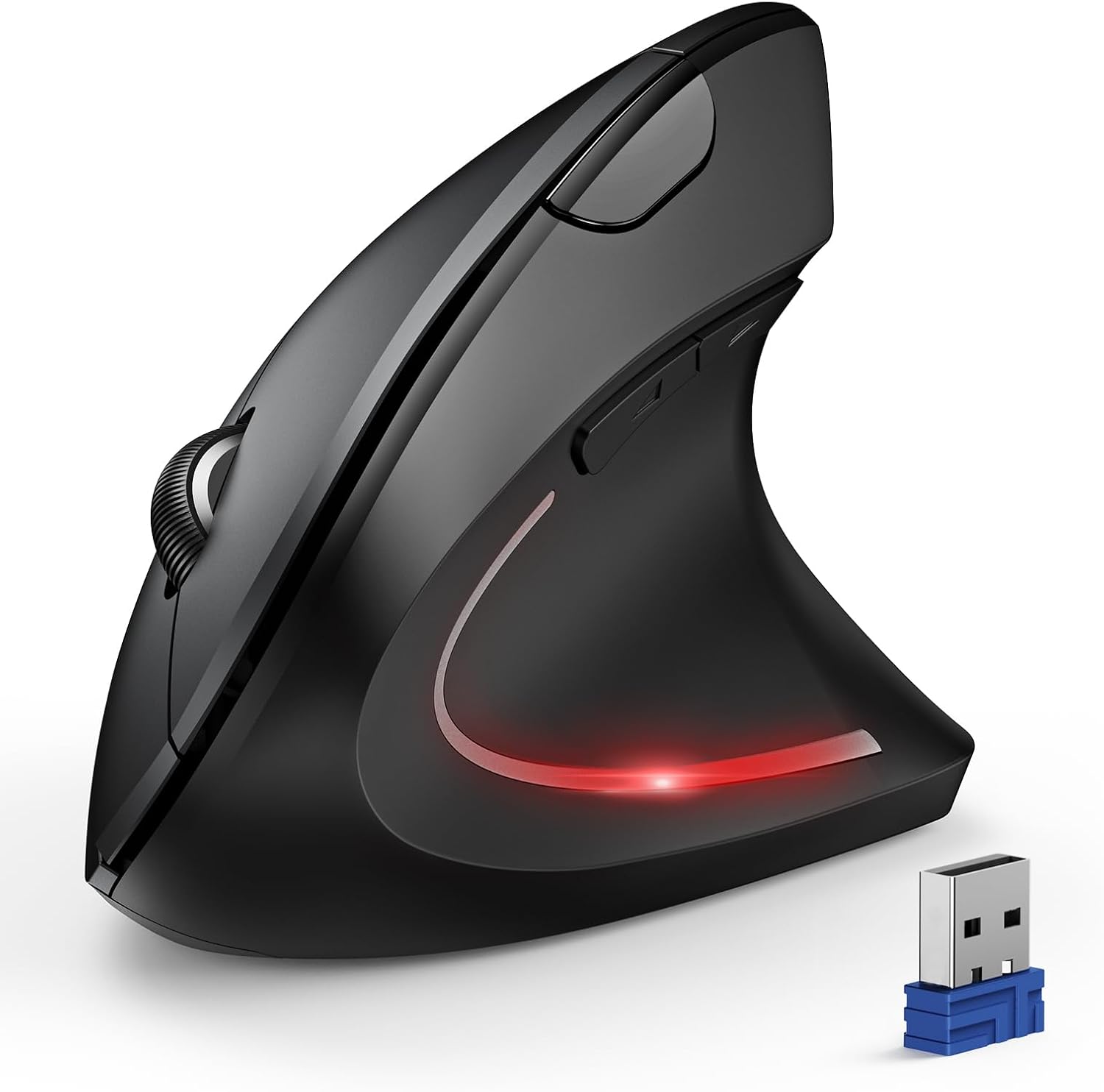 TECKNET 2.4G Ergonomic Mouse Vertical Wireless - 4800 DPI Optical Carpal Tunnel Mouse Right Hand, 5 Adjustable DPI, Quiet Clicks, 6 Buttons for Laptop, Desktop, PC, Computer - Black