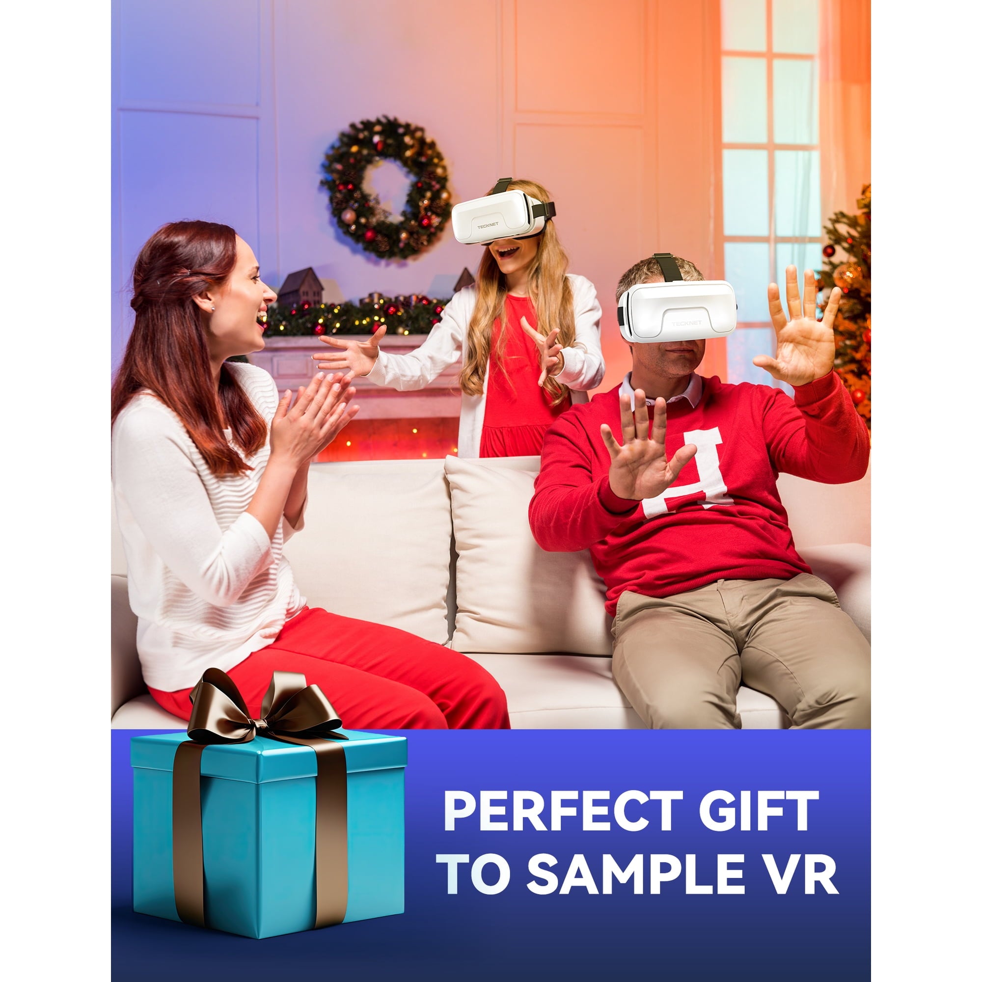 TECKNET BASICS VR Headset, 110° FOV Anti-Blue Light Adjustable 3D VR Glasses for Kids, Compatible with iPhone, Samsung and Android 4.7‑7.2 Inch Phones
