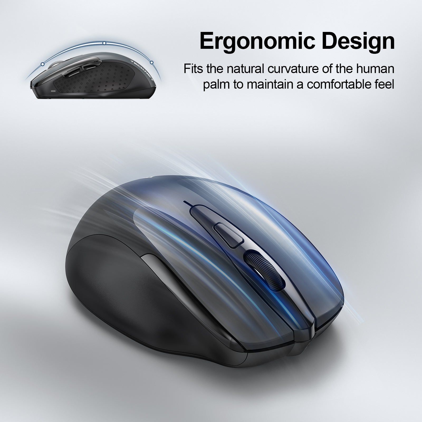 TECKNET Wireless Silent Mouse, Bluetooth 3.0/5.0 and 2.4GHz Connectivity Mouse