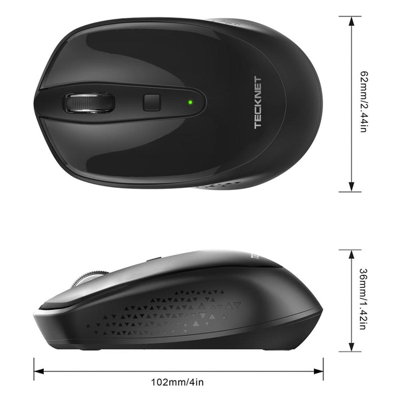 TECKNET Wireless Mouse, 2.4G Computer Mouse with USB Receiver
