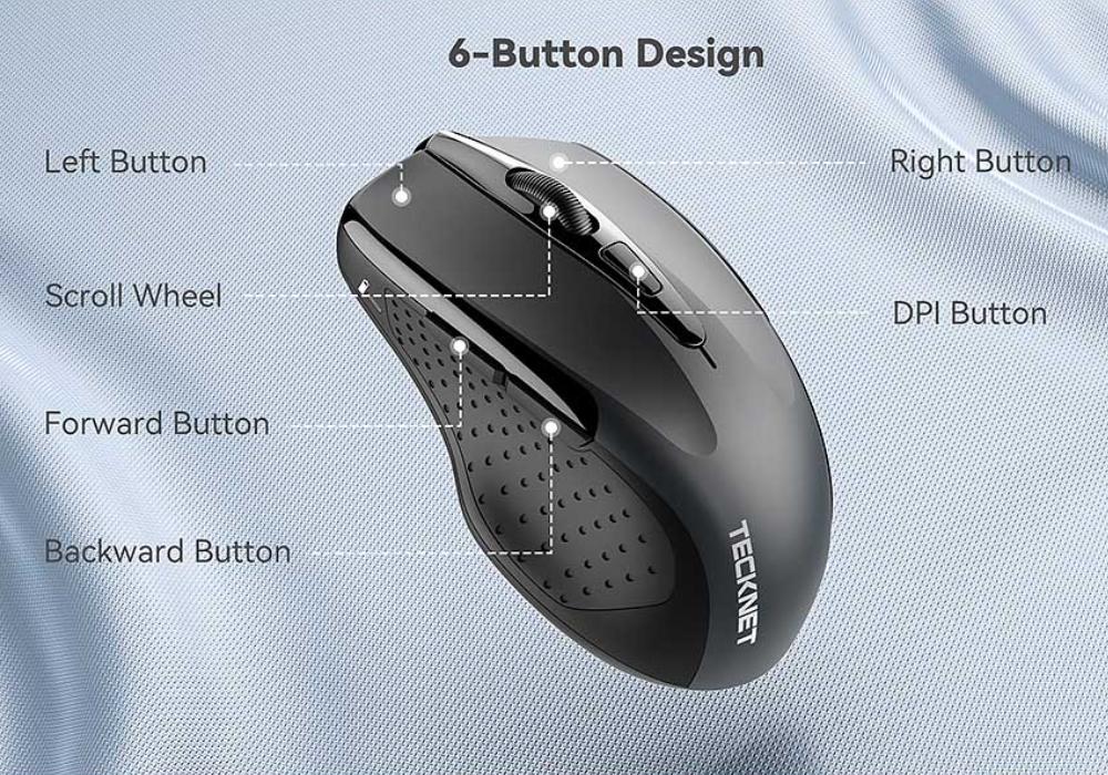 Computer Mouse Technet TECKNET Wireless Mouse, 2.4G Ergonomic Optical Mouse 2600 DPI, 5 ...