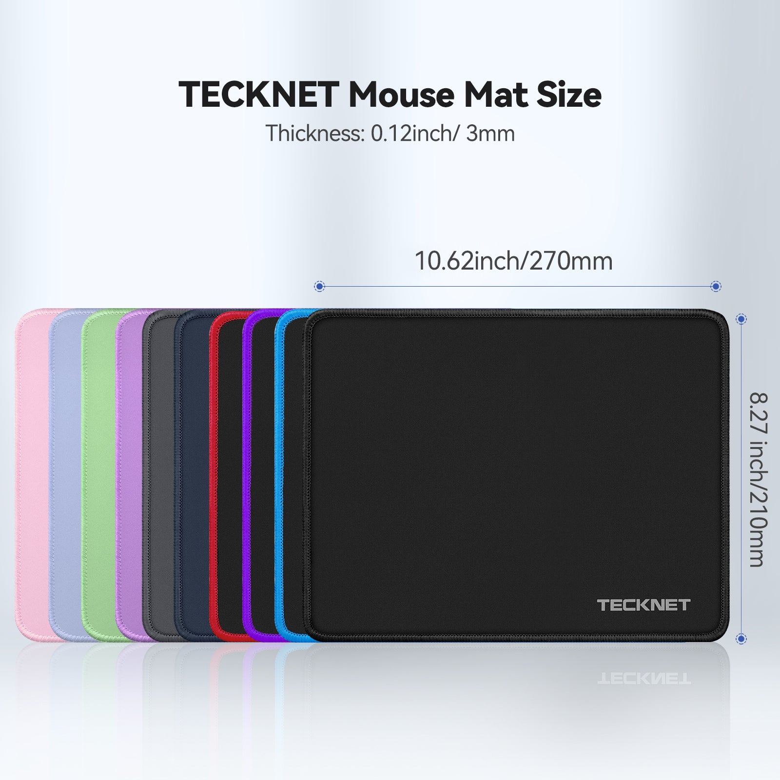 TECKNET BASICS Mouse Pad with Anti-fray Stitching, Waterproof Non-Slip Base, Stitched Edges Gaming Mouse Mat for Laptop, Compatible with Laser/Optical Mice - LT.Green
