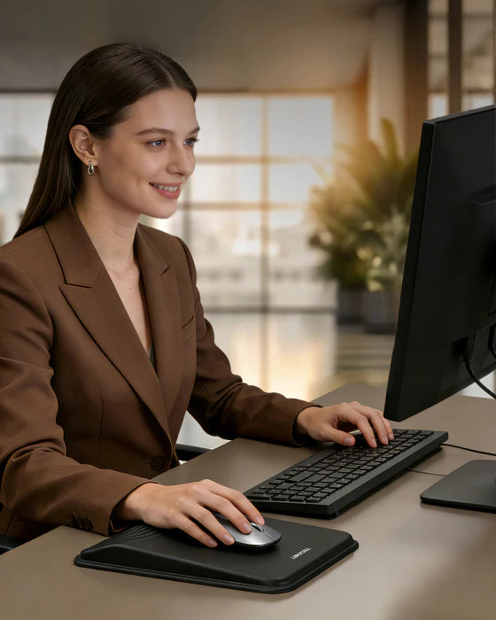 Ergonomic Mouse Pad with Memory Foam Wrist Support for Pain Relief & Comfort