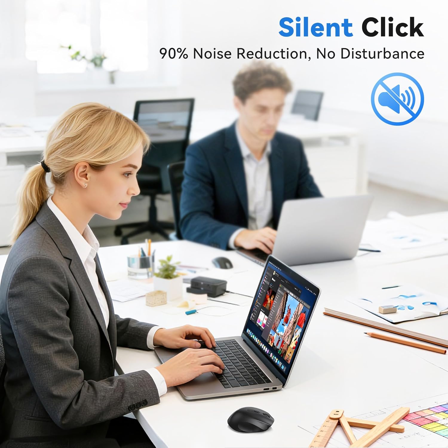 TECKNET Wireless Mouse,2.4GHz with USB Receiver,Computer Mouse for Laptop,PC,Computer,Chromebook,Notebook,2600 DPI,5 Adjustment Levels