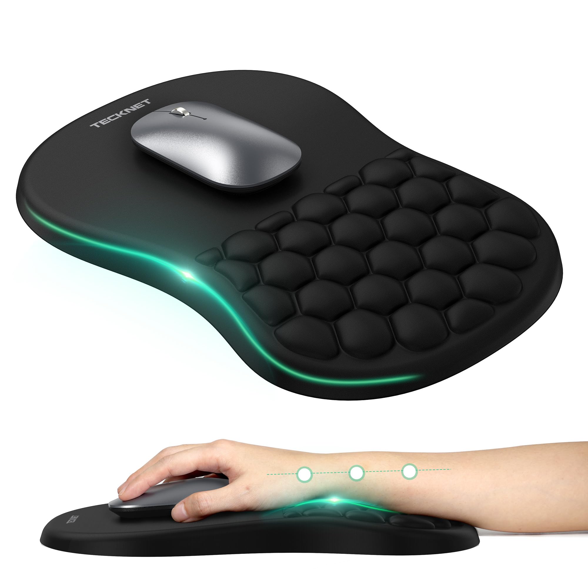 TECKNET Ergonomic Mouse Pad with Wrist Rest, Soft Mousepad with Massage Design