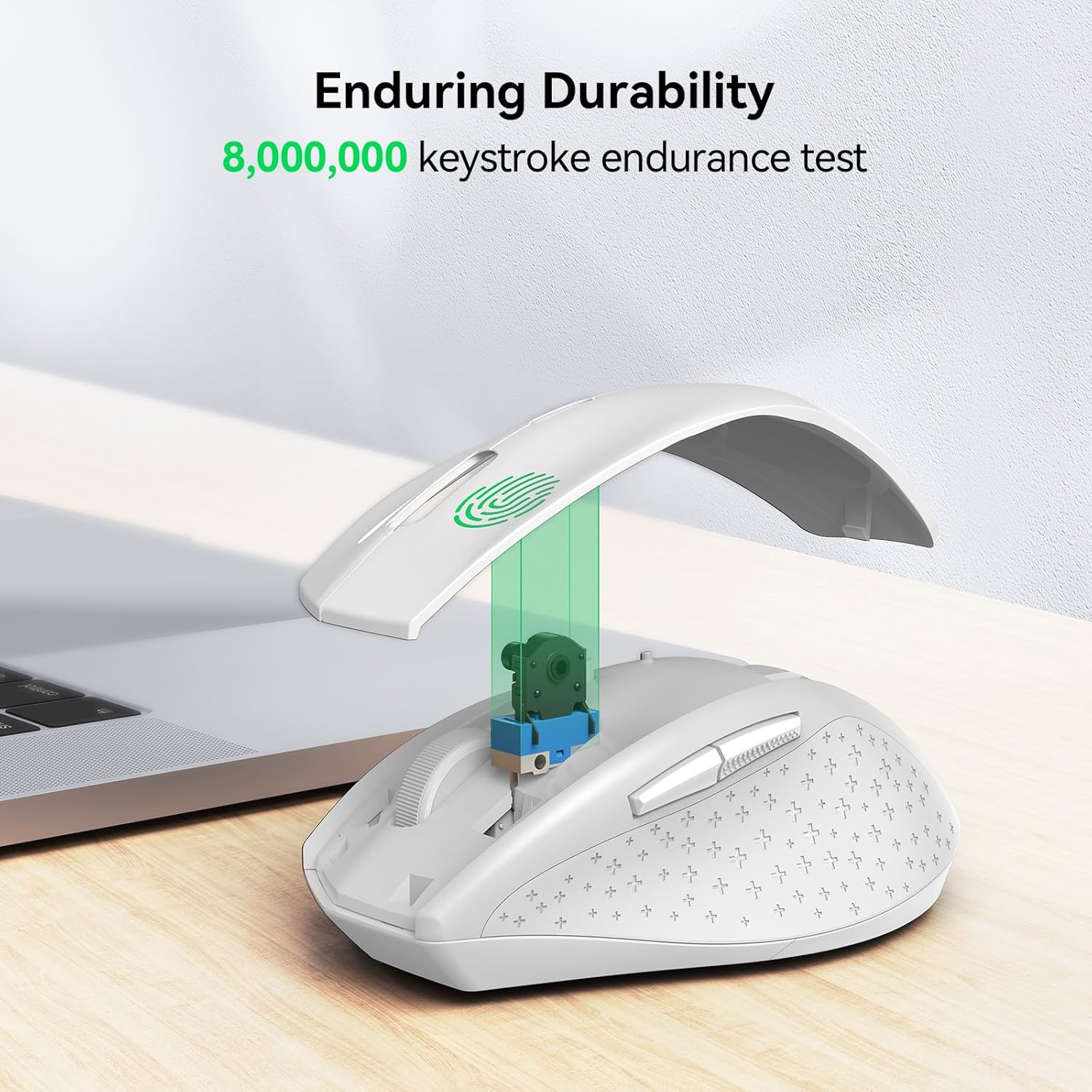 TECKNET Wireless Mouse, 2.4G USB Computer Mouse with 6-Level Adjustable 4800 DPI, Silent Quiet Click，30 Months Battery, Ergonomic Grips, 6 Buttons Portable for PC, Chromebook, Mac - White