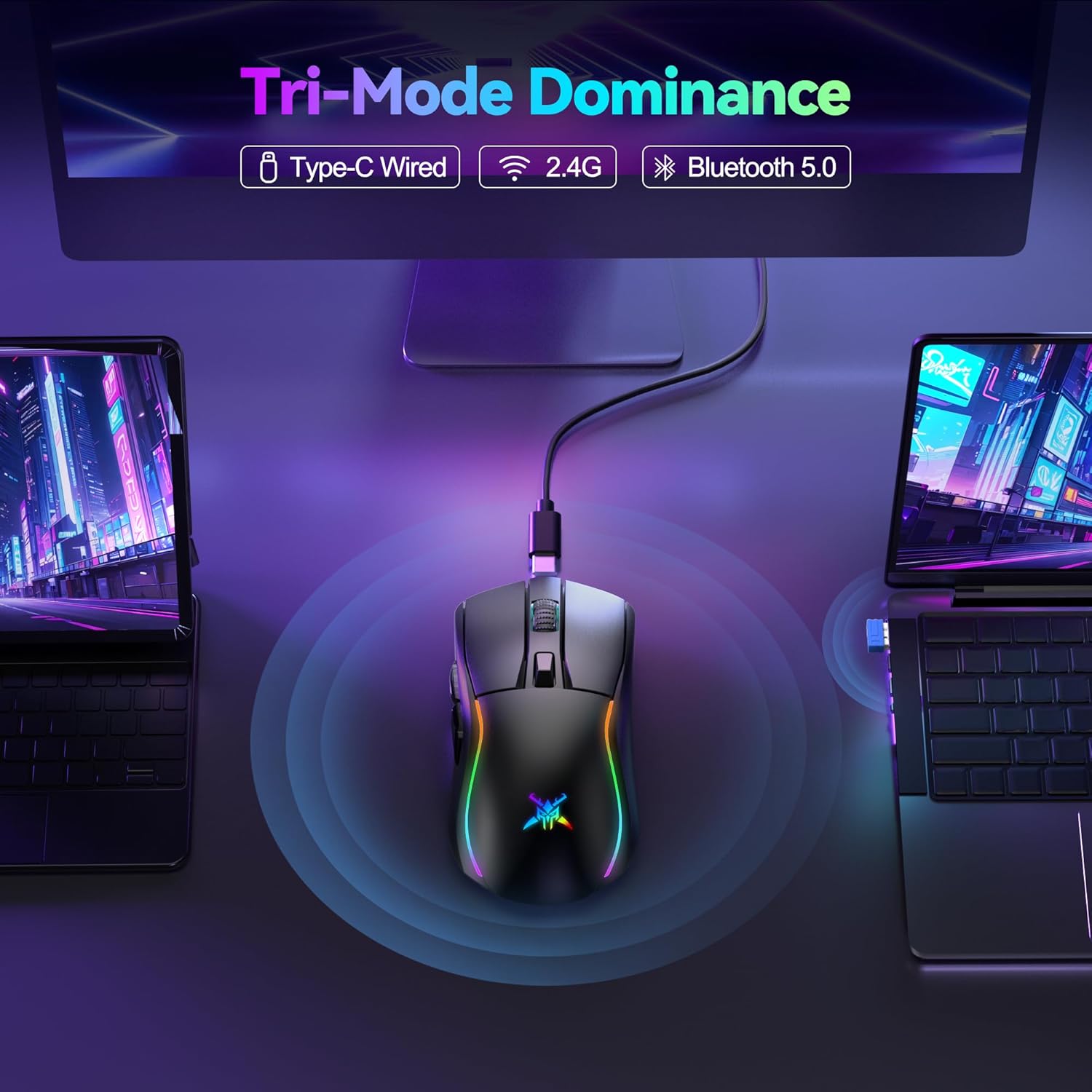 TECKNET Tri-Mode Wireless Gaming Mouse