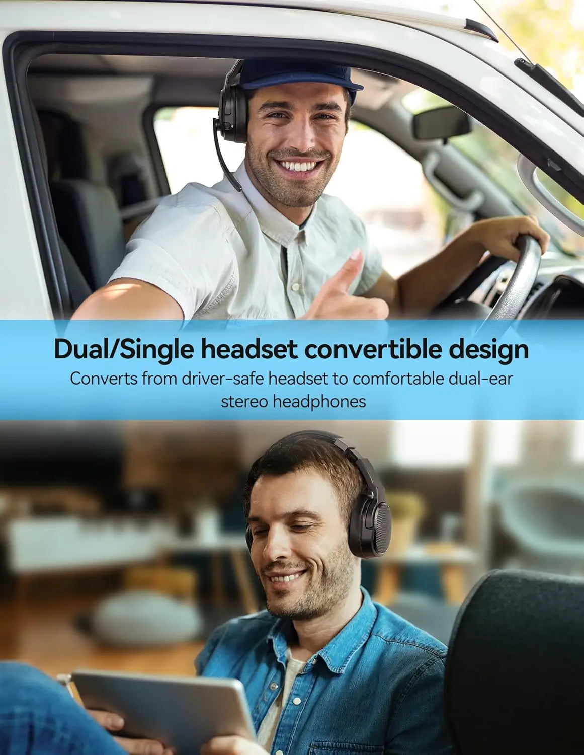 TECKNET Single and Dual Ear Bluetooth Trucker Headset
