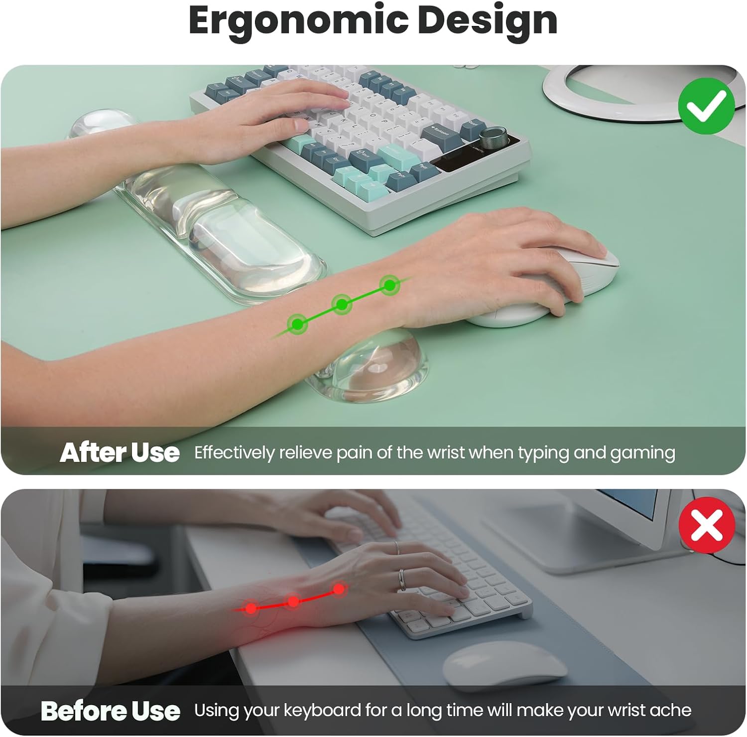 TECKNET Clear Gel Wrist Rest for Computer Keyboard