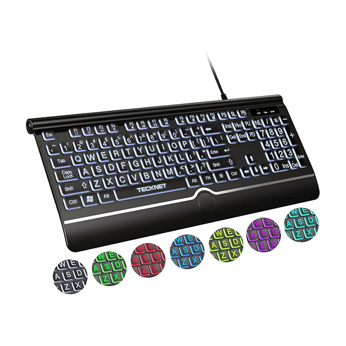TECKNET Large Print Backlit Keyboard, Wired