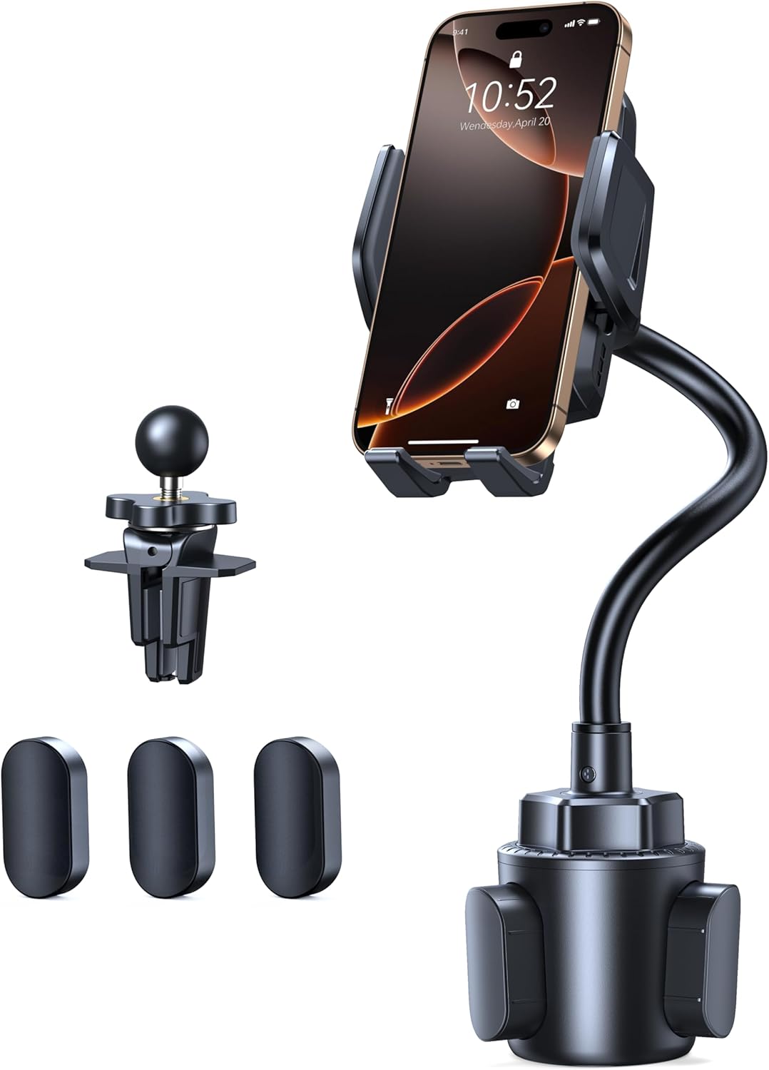 TECKNET Cup Phone Holder for Car, Adjustable Gooseneck with Air Vent & Expandable Base, Cupholder Mount for iPhone & All Cell Phones