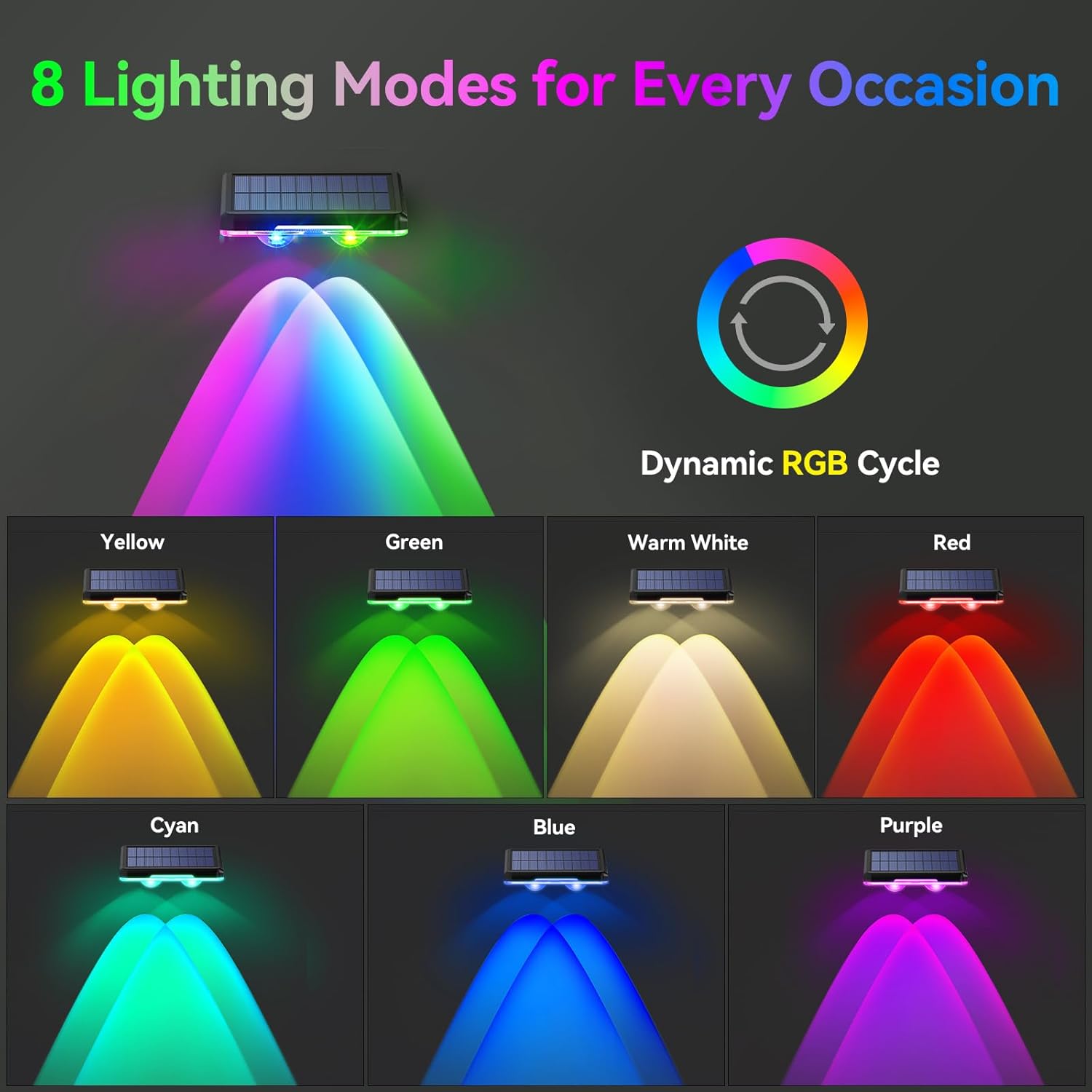 TECKNET Solar Fence Lights Outdoor