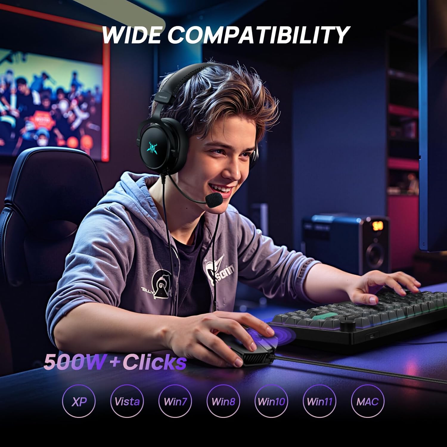 TECKNET Wired Gaming Mouse, 12,800 DPI with Optical Sensor, 8 Programmable Buttons